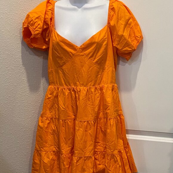 DEE ELLY ORANGE TIE BACK RUFFLE MINI DRESS XL - Picture 3 of 3
